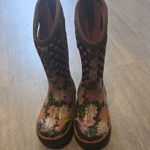 Bogs Kids Boots with Floral and Polka Dot Design